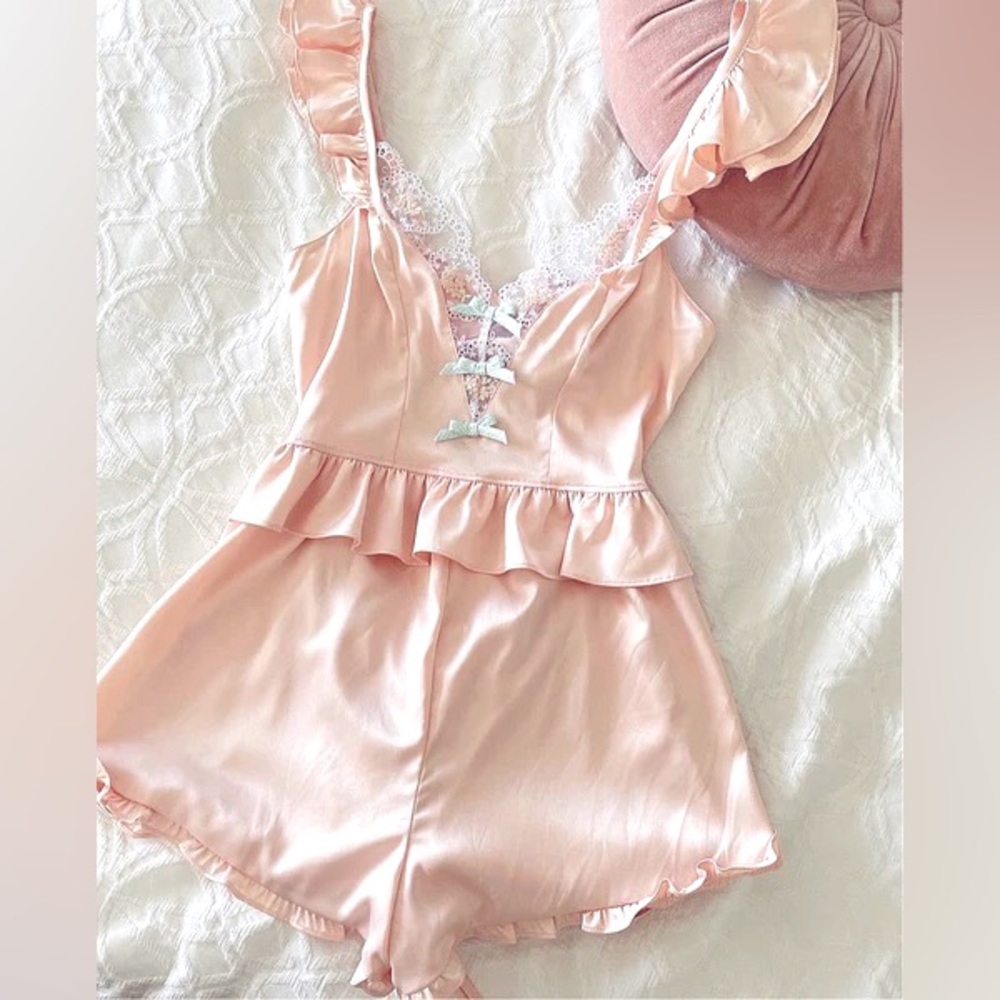 For Love & Lemons Mabel Heart Embroidery Romper
